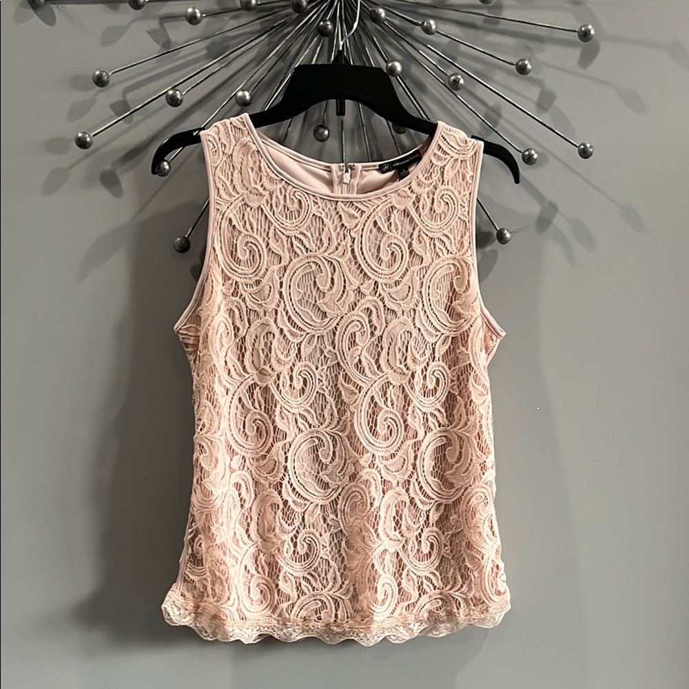NEW! Adrianna Papell Blush Sleeveless Lace Tank Top Size Small